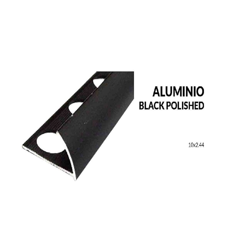 Perfil aluminio negro brillo 10 milimetros 2.44 metros greda