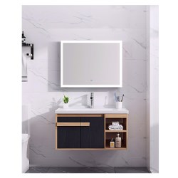 COMBO TOPACIO MUEBLE DE BAÑO C/ESPEJO TOUCH LUZ LED 80 X 48 X 45 CM