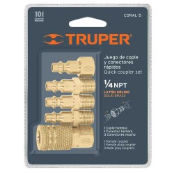 COPLE  RAPIDO PARA MANGUERA 5 PIEZAS LATON TRUPER 19081