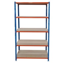 ESTANTE METALICO MADERCLICK 5/400 AZUL/NARANJA/MADERA