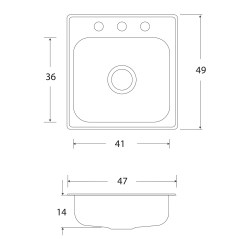 TARJA DE ACERO INOXIDABLE 47X49X14 CENTIMENTROS EB TECNICA M100