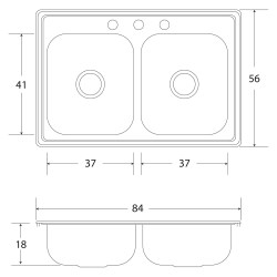 TARJA DE ACERO INOXIDABLE 84X56X18 CENTIMETROS EB TECNICA C110