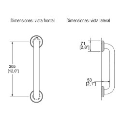 BARRA DE  SEGURIDAD RECTA 305MM ACERO INOXIDABLE No.  B-305-S