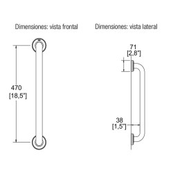 BARRA DE  SEGURIDAD RECTA 470MM ACERO INOXIDABLE No.  B-470-S