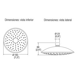 REGADERA CHORRO FIJO ANTICALCAREO PLATO DE 7" CR No.  H-3004