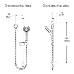 REGADERA MANUAL DESLIZABLE  5 CHORROS CR No.  RM-29