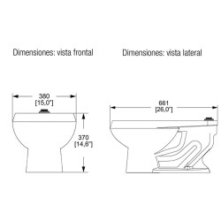 TAZA NAO PARA FLUXOMETRO 4.8L B 14.6" ALTURA No.  TZF-NAO