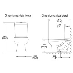 TAZA TANQUE INODORO OPTION 4.8L B 16" ALTURA No.  WC-OPTION