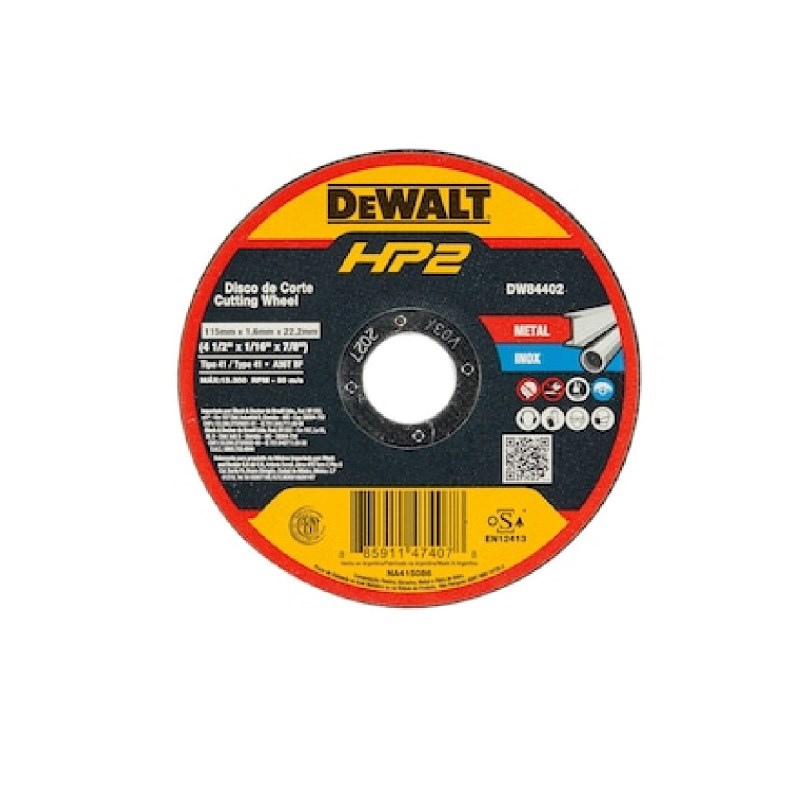 DISCO CORTE METAL HP2 T41 4-1/2 X 1.6MM No. DW84402 DISCO CORTE METAL HP2 T41 4-1/2 X 1.6MM No. DW84402