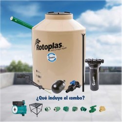 TINACO ROTOPLAS 1100 LTS CON BOMBA PRESURIZADORA Y BASE